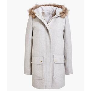 J.Crew Vail Parka Faux Fur Hooded Winter‎ Coat Gray Size 4